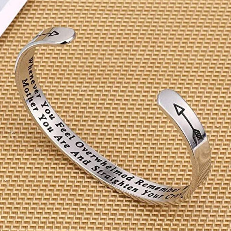 Peris Gems MOTHER Silver Engraved Inspirational Bangle Bracelet | Straighten Your Crown Inspirational Jewelry SHEIN Amazon Temu