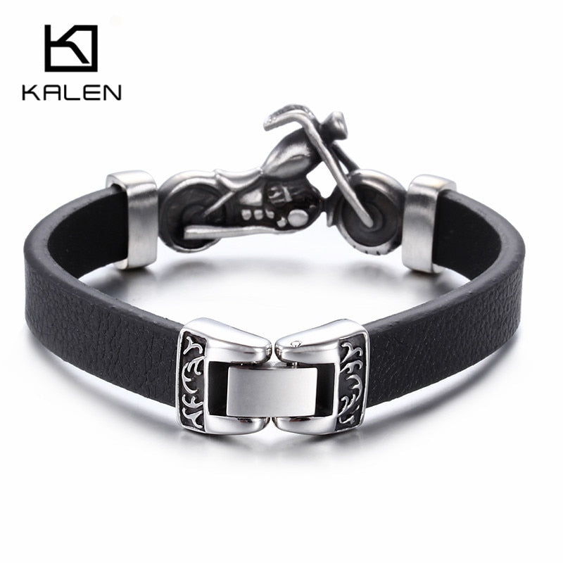 Peris Gems Motorcycle Charm Bracelets Unisex | Silver Pendant Leather Bracelet Motorcycle Charm Bracelets Unisex | Silver Leather Bracelet SHEIN Amazon Temu