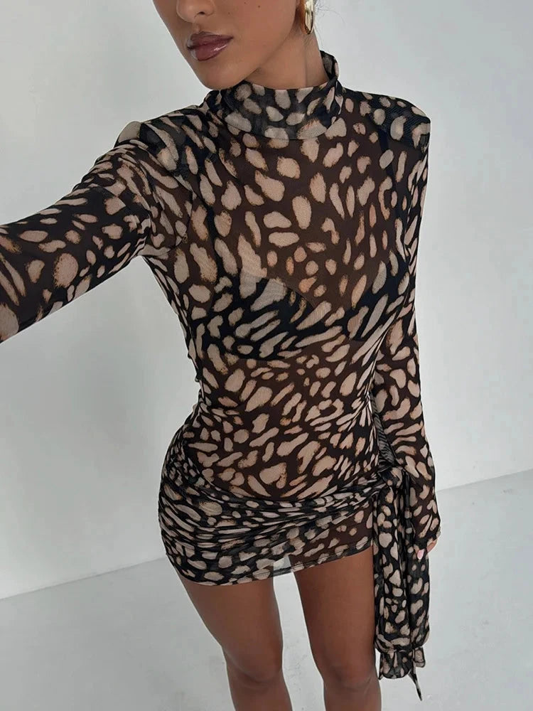 Peris Gems Mozision Mesh Leopard Print Sexy Mini Dress For Women Robe Fashion Turtleneck Draped Ruched High Waist Club Dress Vestido Mozision Mesh Leopard Print Sexy Mini Dress For Women Robe Fashion Turtleneck Draped Ruched High Waist Club Dress Vestido SHEIN Amazon Temu