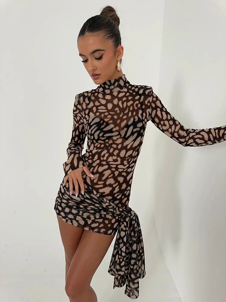 Peris Gems Mozision Mesh Leopard Print Sexy Mini Dress For Women Robe Fashion Turtleneck Draped Ruched High Waist Club Dress Vestido Mozision Mesh Leopard Print Sexy Mini Dress For Women Robe Fashion Turtleneck Draped Ruched High Waist Club Dress Vestido SHEIN Amazon Temu