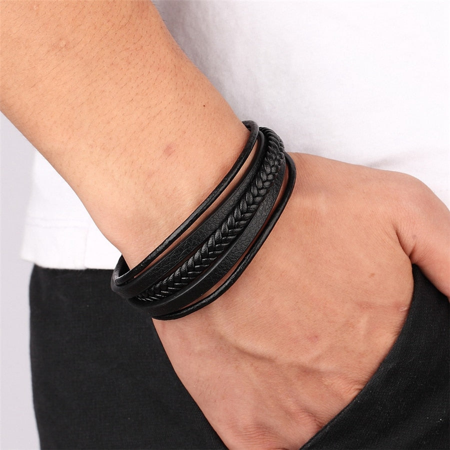 Peris Gems Multilayered Charm Cuff Leather Bracelets for Men SHEIN Amazon Temu