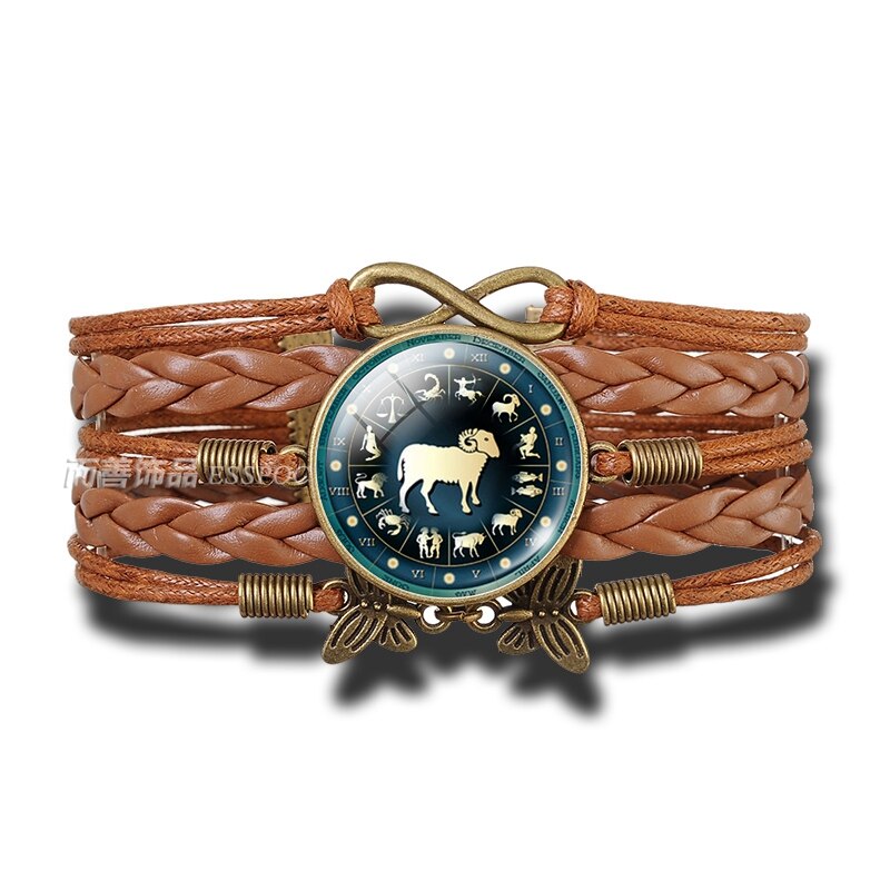 Peris Gems Multilayered Leather 12 Constellation Zodiac Glass Dome Bracelets Unisex Multilayered Leather 12 Constellation Zodiac Glass Bracelets SHEIN Amazon Temu