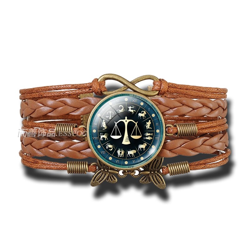 Peris Gems Multilayered Leather 12 Constellation Zodiac Glass Dome Bracelets Unisex Multilayered Leather 12 Constellation Zodiac Glass Bracelets SHEIN Amazon Temu