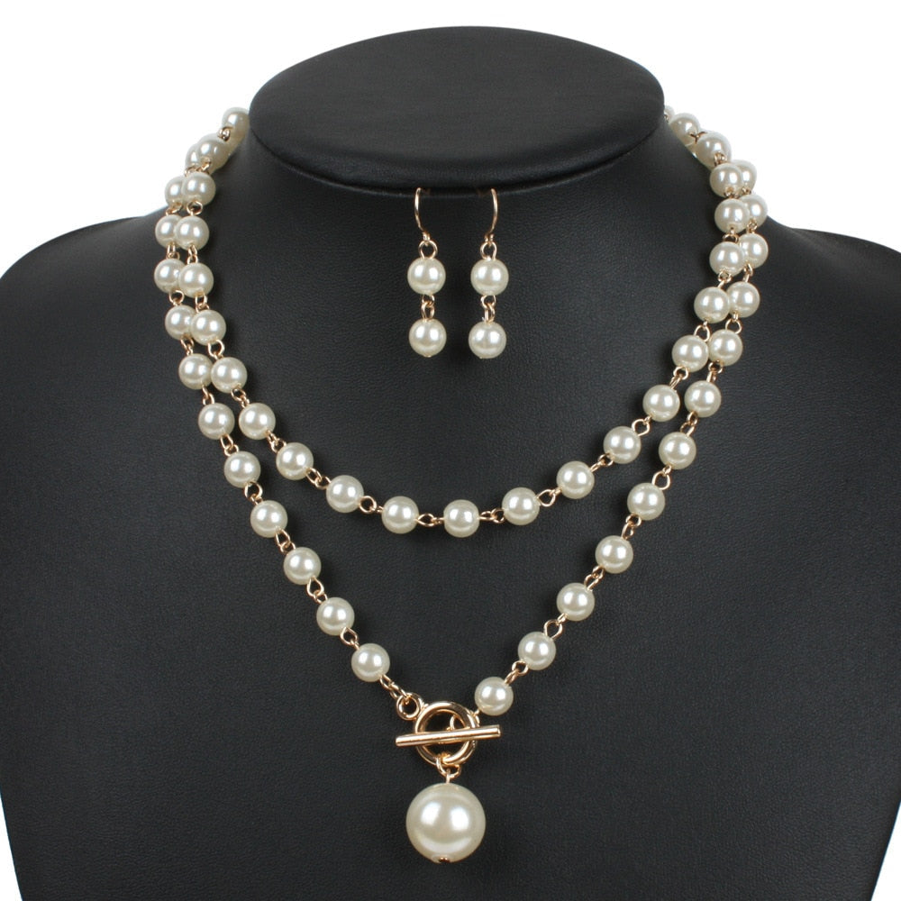 Peris Gems Multilayered Pearl Necklace and Earrings Set for Women SHEIN Amazon Temu