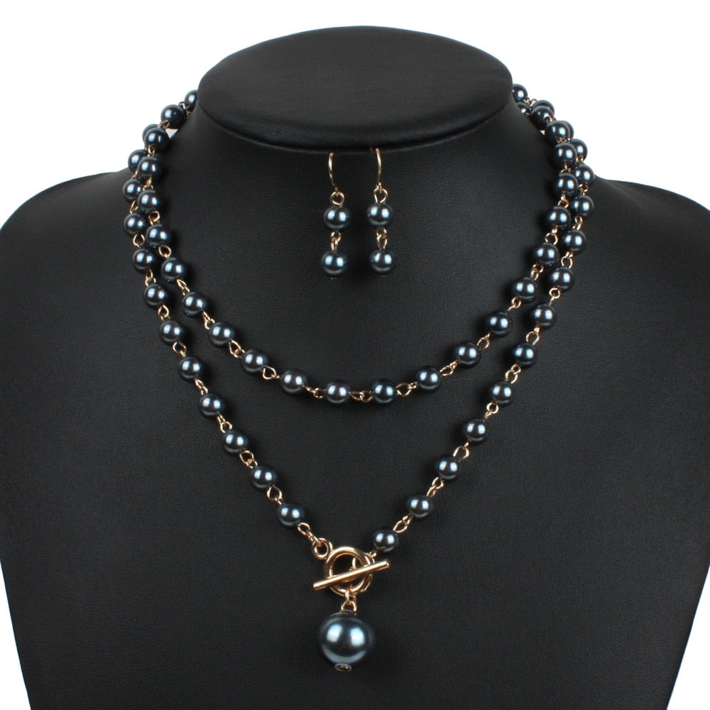 Peris Gems Multilayered Pearl Necklace and Earrings Set for Women SHEIN Amazon Temu
