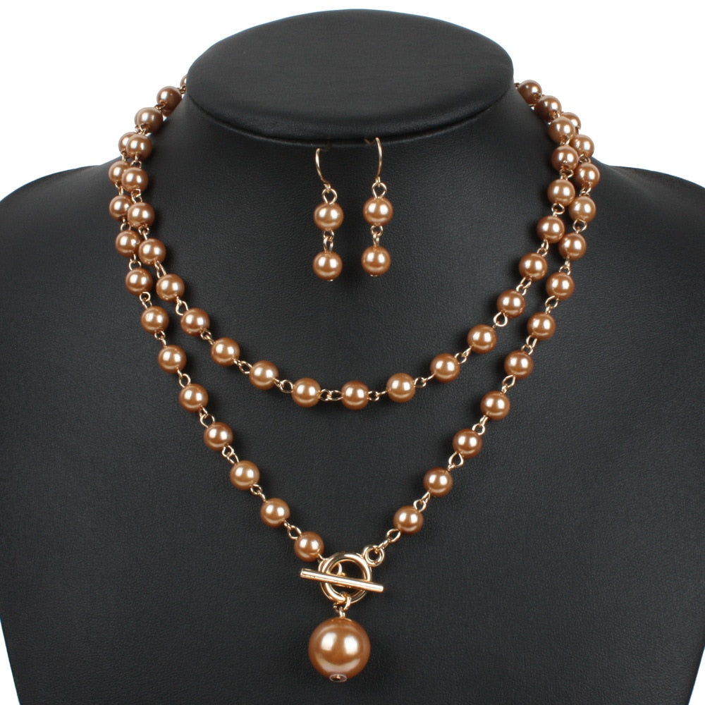 Peris Gems Multilayered Pearl Necklace and Earrings Set for Women SHEIN Amazon Temu