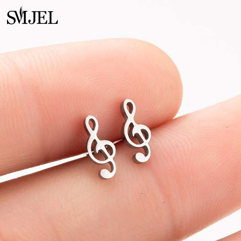 Peris Gems Musical Note Stud Earrings for Women | Stainless Steel Silver Earrings Musical Note Stud Earrings for Women | Stainless Steel SHEIN Amazon Temu