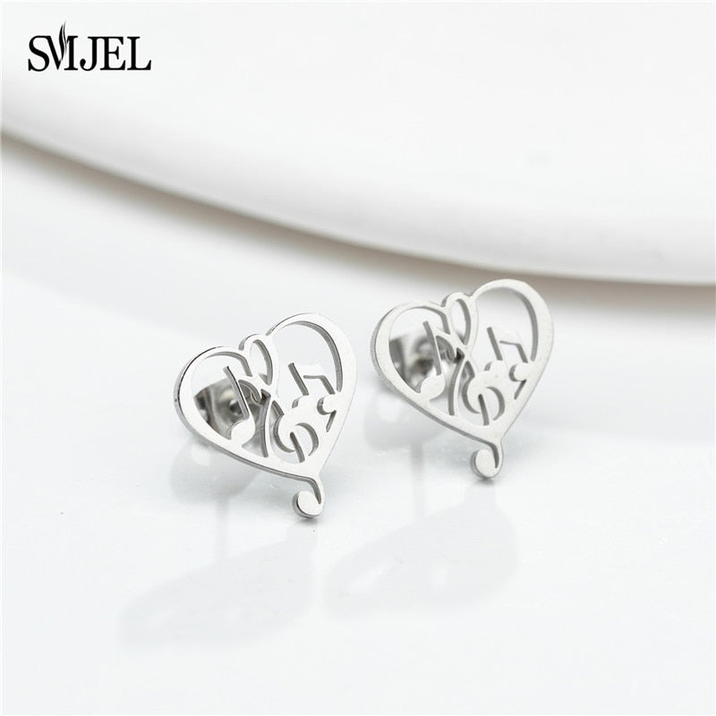 Peris Gems Musical Note Stud Earrings for Women | Stainless Steel Silver Earrings Musical Note Stud Earrings for Women | Stainless Steel SHEIN Amazon Temu