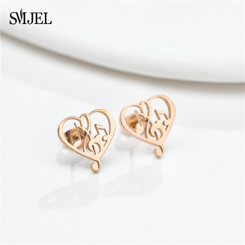 Peris Gems Musical Note Stud Earrings for Women | Stainless Steel Silver Earrings Musical Note Stud Earrings for Women | Stainless Steel SHEIN Amazon Temu