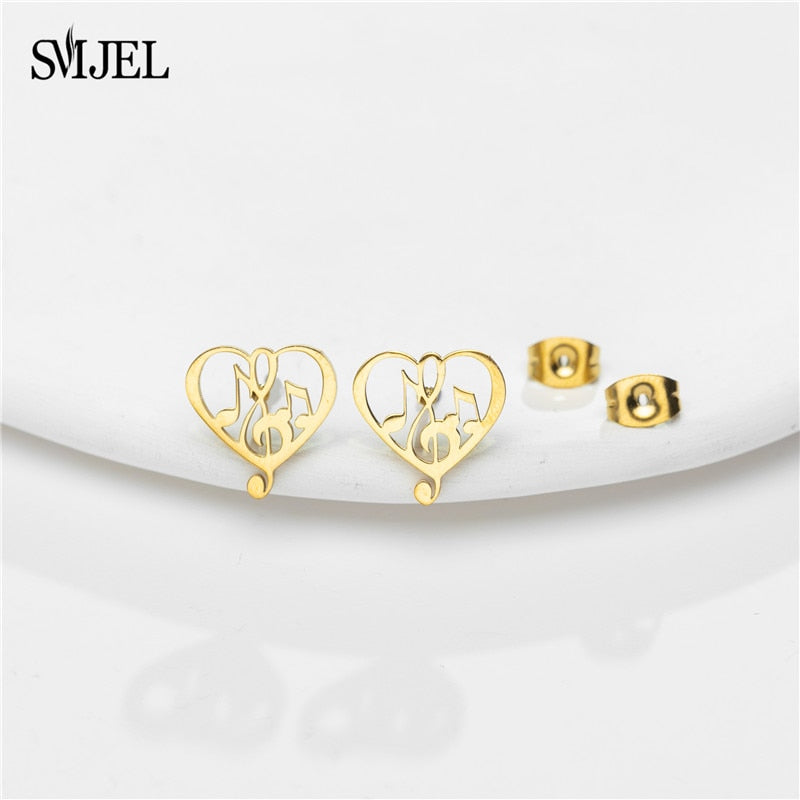 Peris Gems Musical Note Stud Earrings for Women | Stainless Steel Silver Earrings Musical Note Stud Earrings for Women | Stainless Steel SHEIN Amazon Temu
