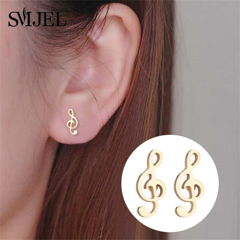 Peris Gems Musical Note Stud Earrings for Women | Stainless Steel Silver Earrings Musical Note Stud Earrings for Women | Stainless Steel SHEIN Amazon Temu