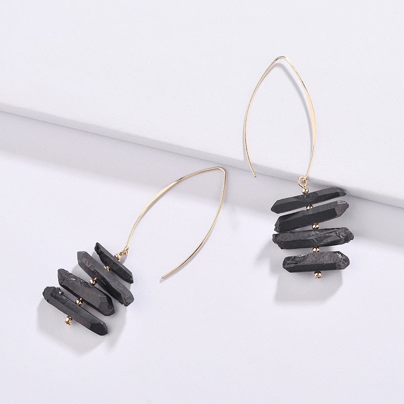 Peris Gems Natural Quartz Dangle Earrings for Women | Big Hook Stacked Earrings Natural Quartz Dangle Earrings for Women | Stacked Earrings SHEIN Amazon Temu