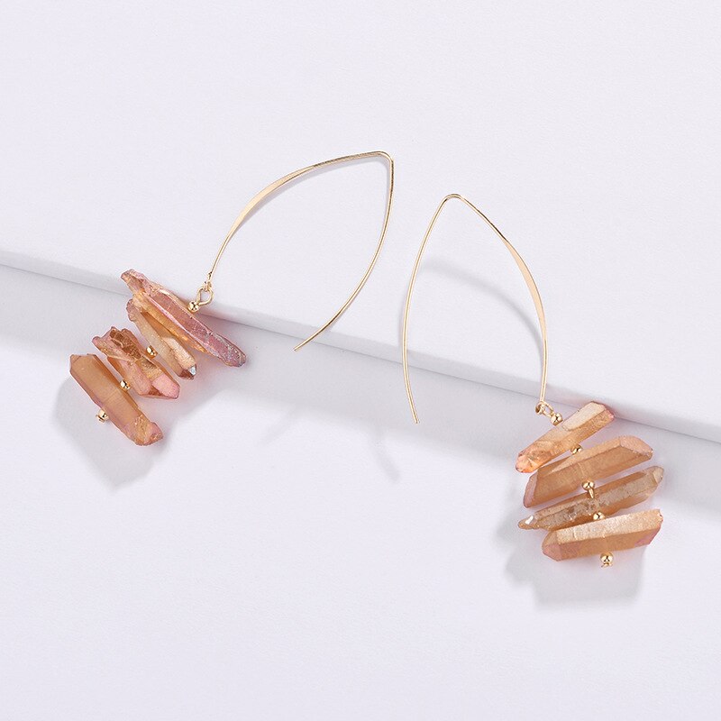 Peris Gems Natural Quartz Dangle Earrings for Women | Big Hook Stacked Earrings Natural Quartz Dangle Earrings for Women | Stacked Earrings SHEIN Amazon Temu