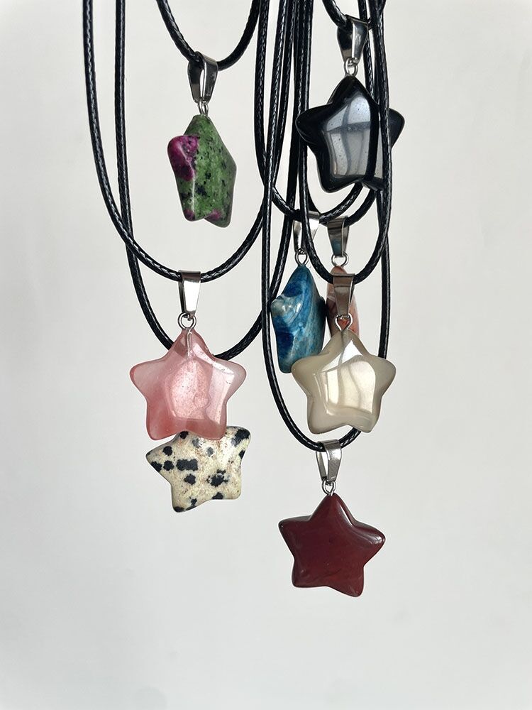 Peris Gems Natural Stone Hexagon Crystal Pendant Necklace - Rose Quartz Opal Star Pendant SHEIN Amazon Temu