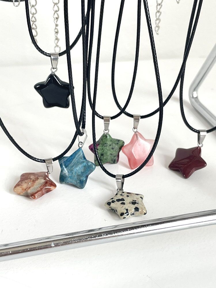 Peris Gems Natural Stone Hexagon Crystal Pendant Necklace - Rose Quartz Opal Star Pendant SHEIN Amazon Temu