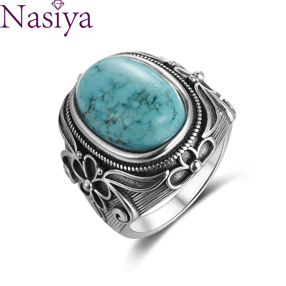 Peris Gems Natural Turquoise Ring for Women | Retro Silver Party Ring SHEIN Amazon Temu