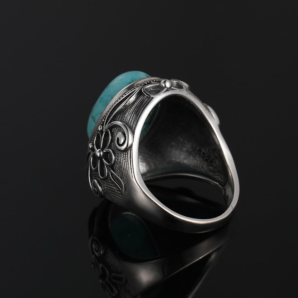 Peris Gems Natural Turquoise Ring for Women | Retro Silver Party Ring SHEIN Amazon Temu