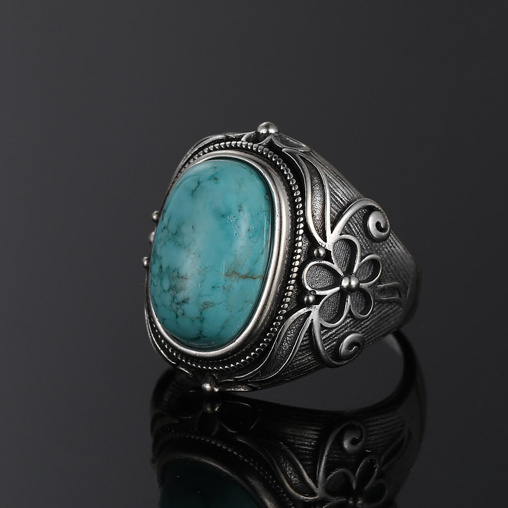 Peris Gems Natural Turquoise Ring for Women | Retro Silver Party Ring SHEIN Amazon Temu