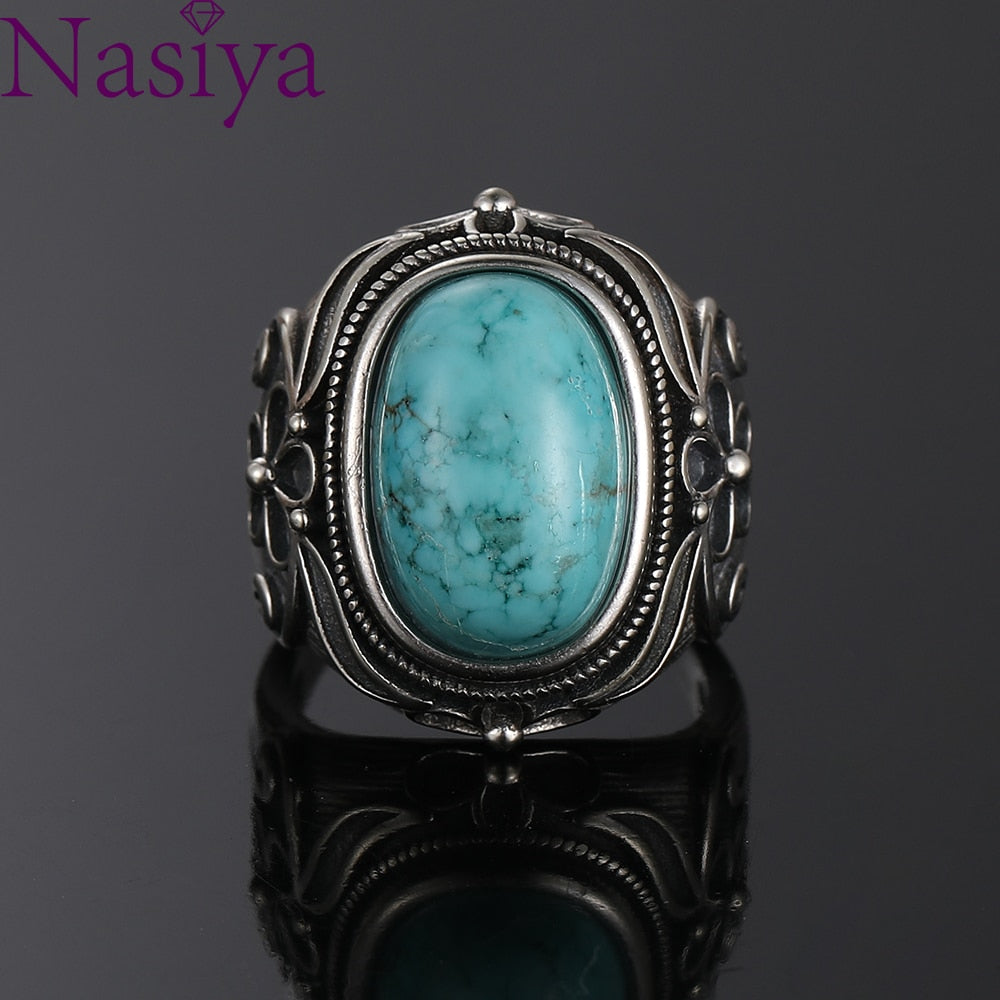 Peris Gems Natural Turquoise Ring for Women | Retro Silver Party Ring SHEIN Amazon Temu