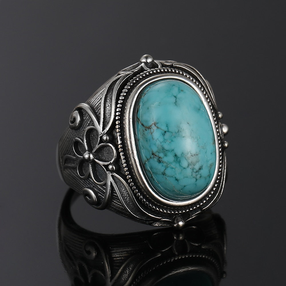 Peris Gems Natural Turquoise Ring for Women | Retro Silver Party Ring SHEIN Amazon Temu