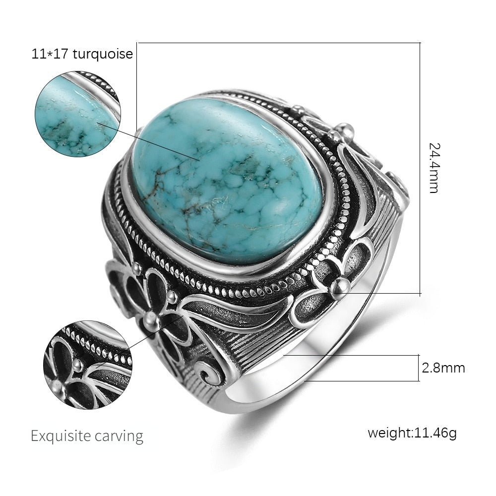 Peris Gems Natural Turquoise Ring for Women | Retro Silver Party Ring SHEIN Amazon Temu