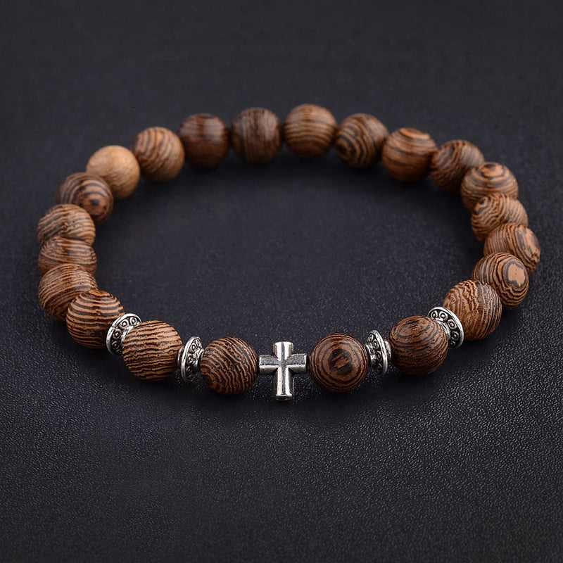 Peris Gems Natural Wood Cross Beads Bracelet Unisex | Wooden Prayer Beads Bracelet SHEIN Amazon Temu
