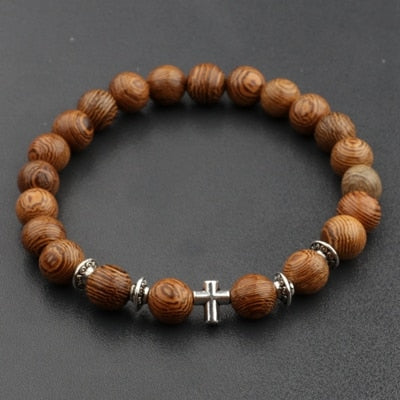 Peris Gems Natural Wood Cross Beads Bracelet Unisex | Wooden Prayer Beads Bracelet SHEIN Amazon Temu