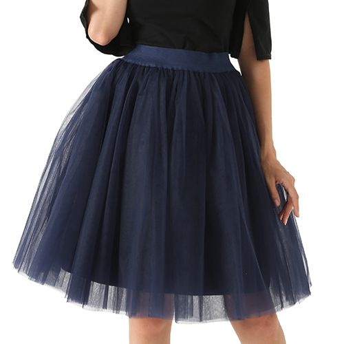 Peris Gems navy blue / One Size Pleated 5-Layer Tulle Skirt for Women | Fairy Midi Skirts SHEIN Amazon Temu