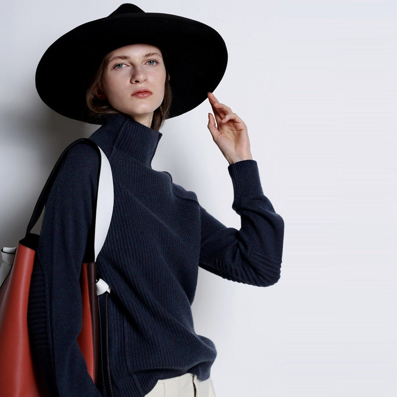 Peris Gems Navy Blue / S Pure Wool Thickened Sweater for Women | Long Sleeve Pullover SHEIN Amazon Temu