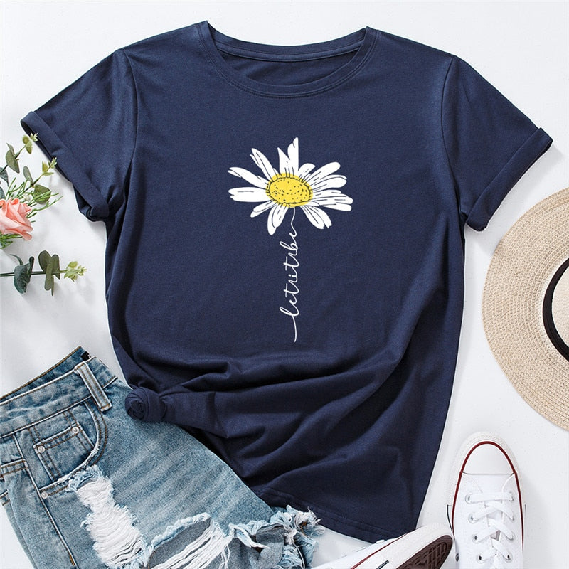 Peris Gems Navy / S Daisy Graphic Print Cotton Shirts for Women | Oversized Shirts Daisy Graphic Print Cotton Shirts for Women |Oversized Shirt SHEIN Amazon Temu