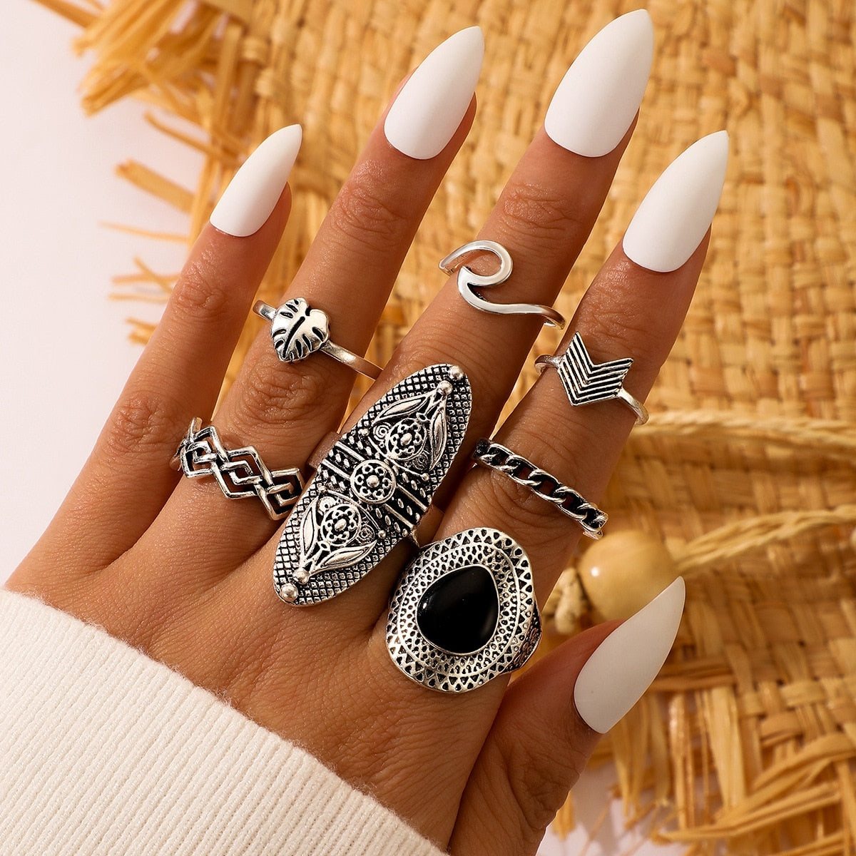 Peris Gems Neo Gothic 14pc Silver Adjustable Rings Set for Women SHEIN Amazon Temu