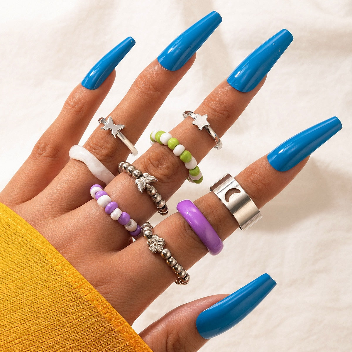 Peris Gems Neo Gothic 14pc Silver Adjustable Rings Set for Women SHEIN Amazon Temu