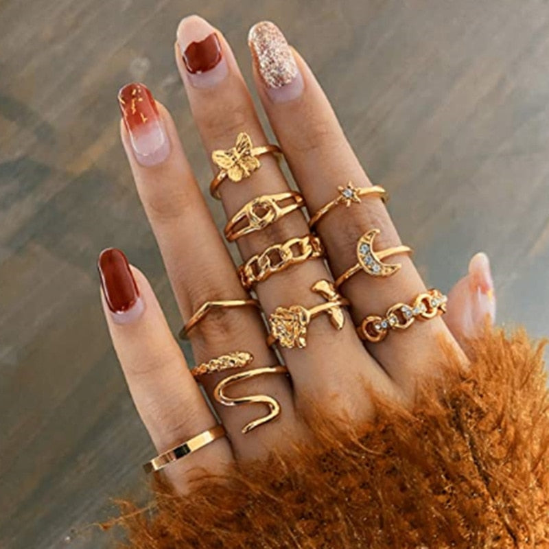 Peris Gems Neo Gothic 14pc Silver Adjustable Rings Set for Women SHEIN Amazon Temu