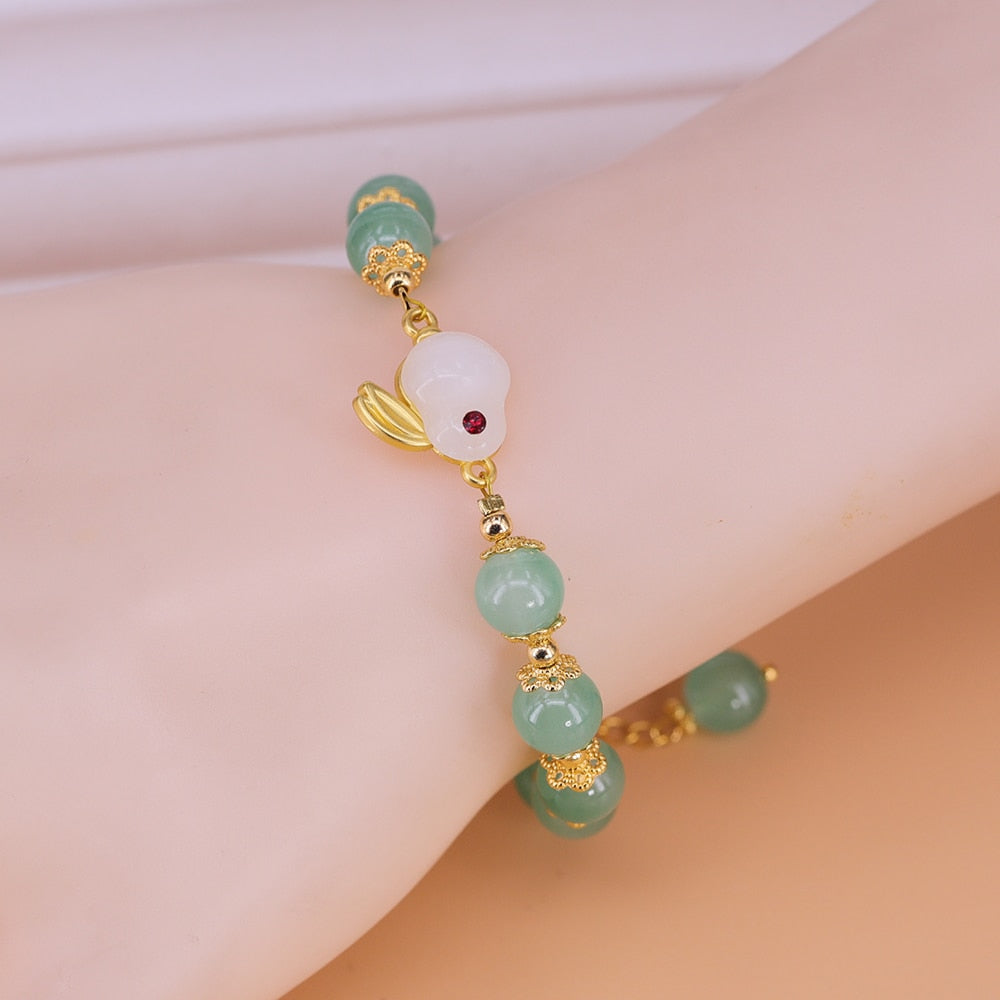Peris Gems Nephrite Jade Bracelets with Gold Leaves | Double Layered Bracelets SHEIN Amazon Temu