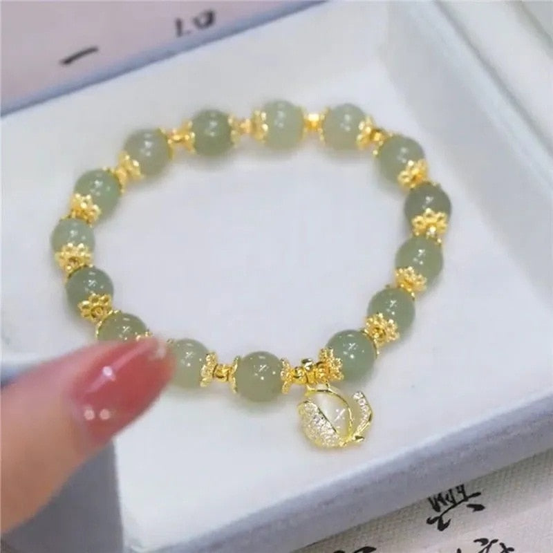 Peris Gems Nephrite Jade Bracelets with Gold Leaves | Double Layered Bracelets SHEIN Amazon Temu