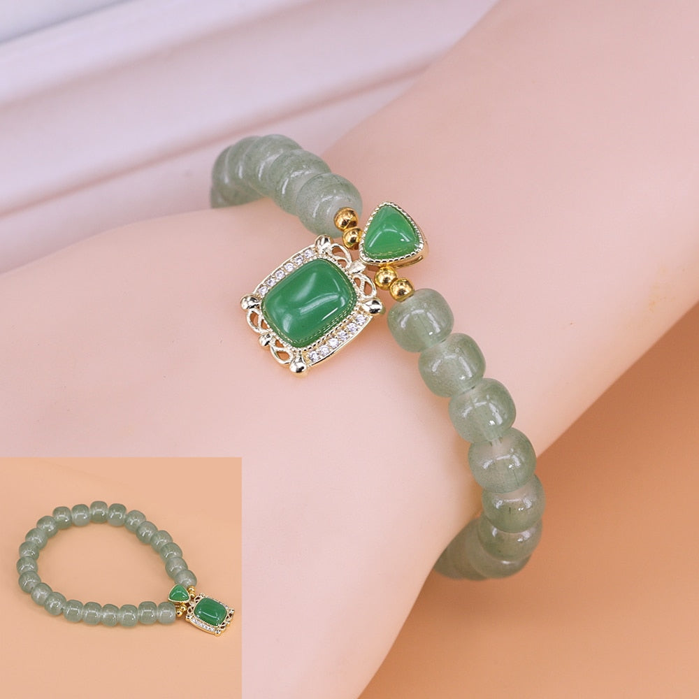 Peris Gems Nephrite Jade Bracelets with Gold Leaves | Double Layered Bracelets SHEIN Amazon Temu