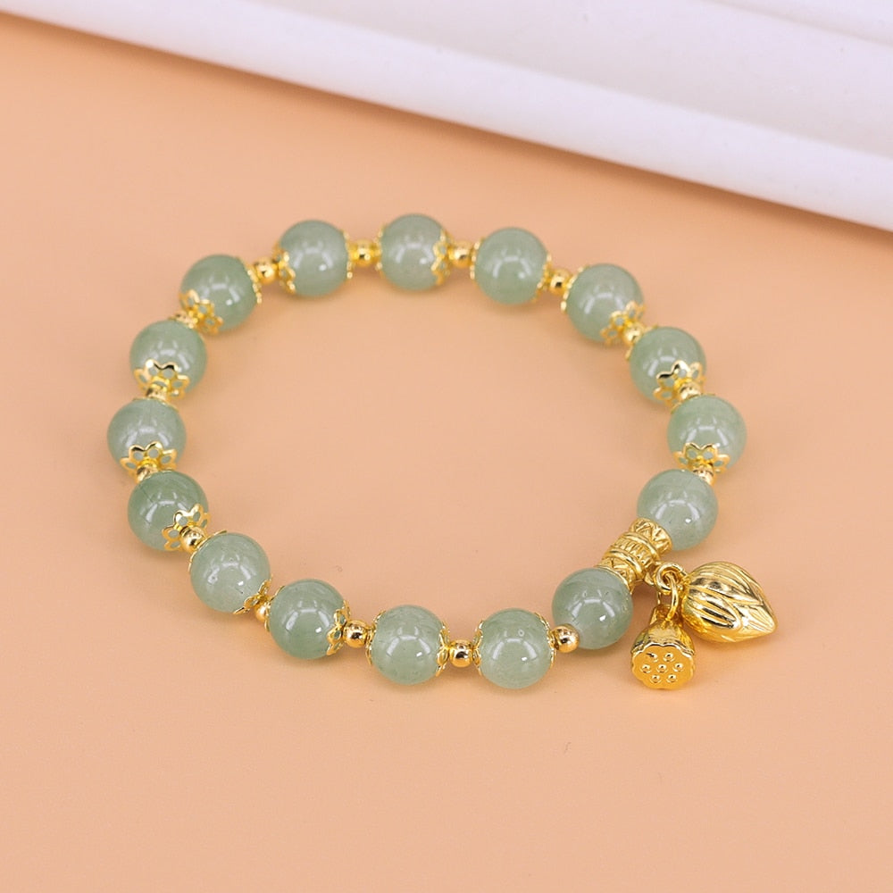 Peris Gems Nephrite Jade Bracelets with Gold Leaves | Double Layered Bracelets SHEIN Amazon Temu