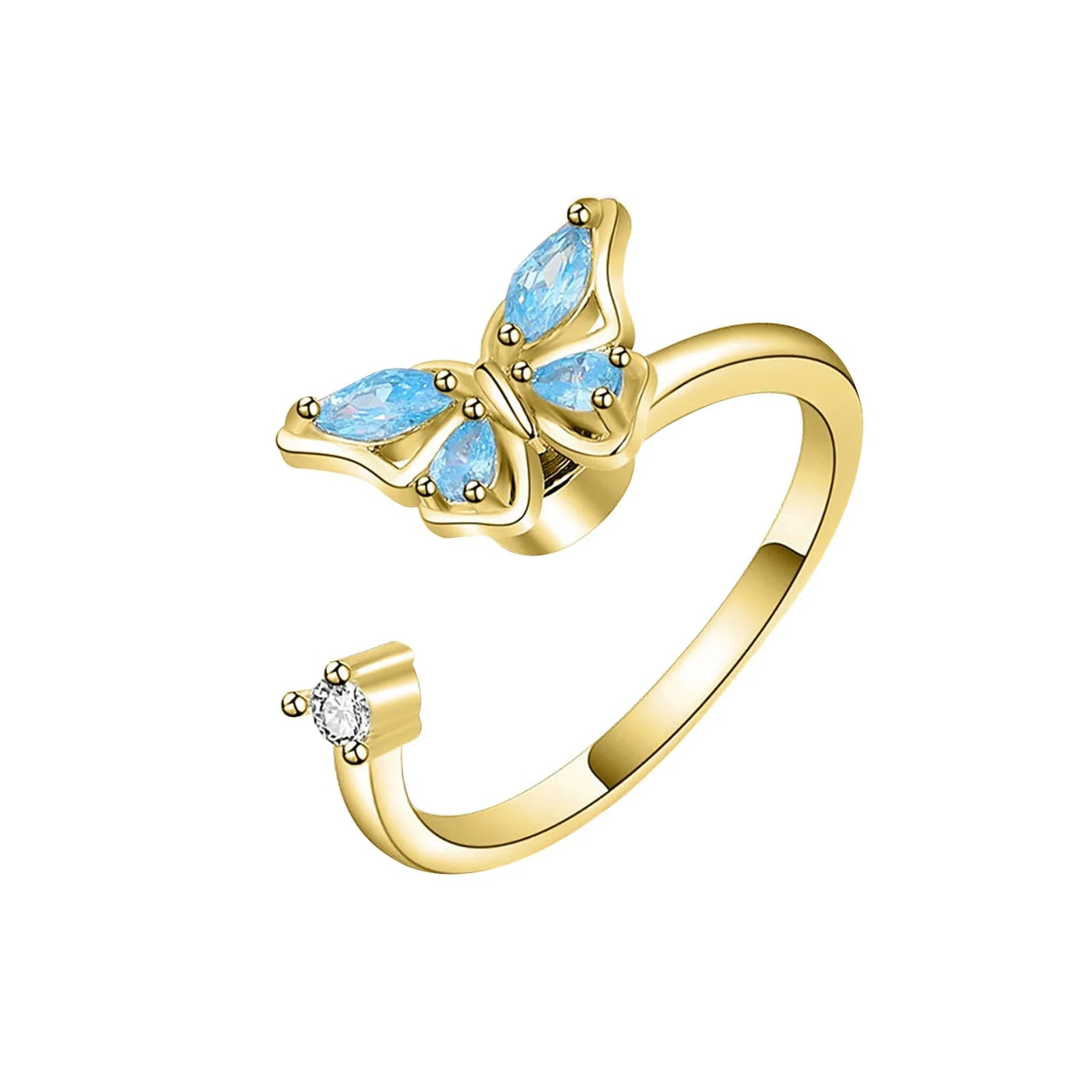Peris Gems New Butterfly Gold / resizable 10mm Anxiety Rings For Women Y2k Jewelry Rings Butterfly Daisy Bead Anti Stress Fidget Spinner Rings For Teens 2024 Aesthetic SHEIN Amazon Temu