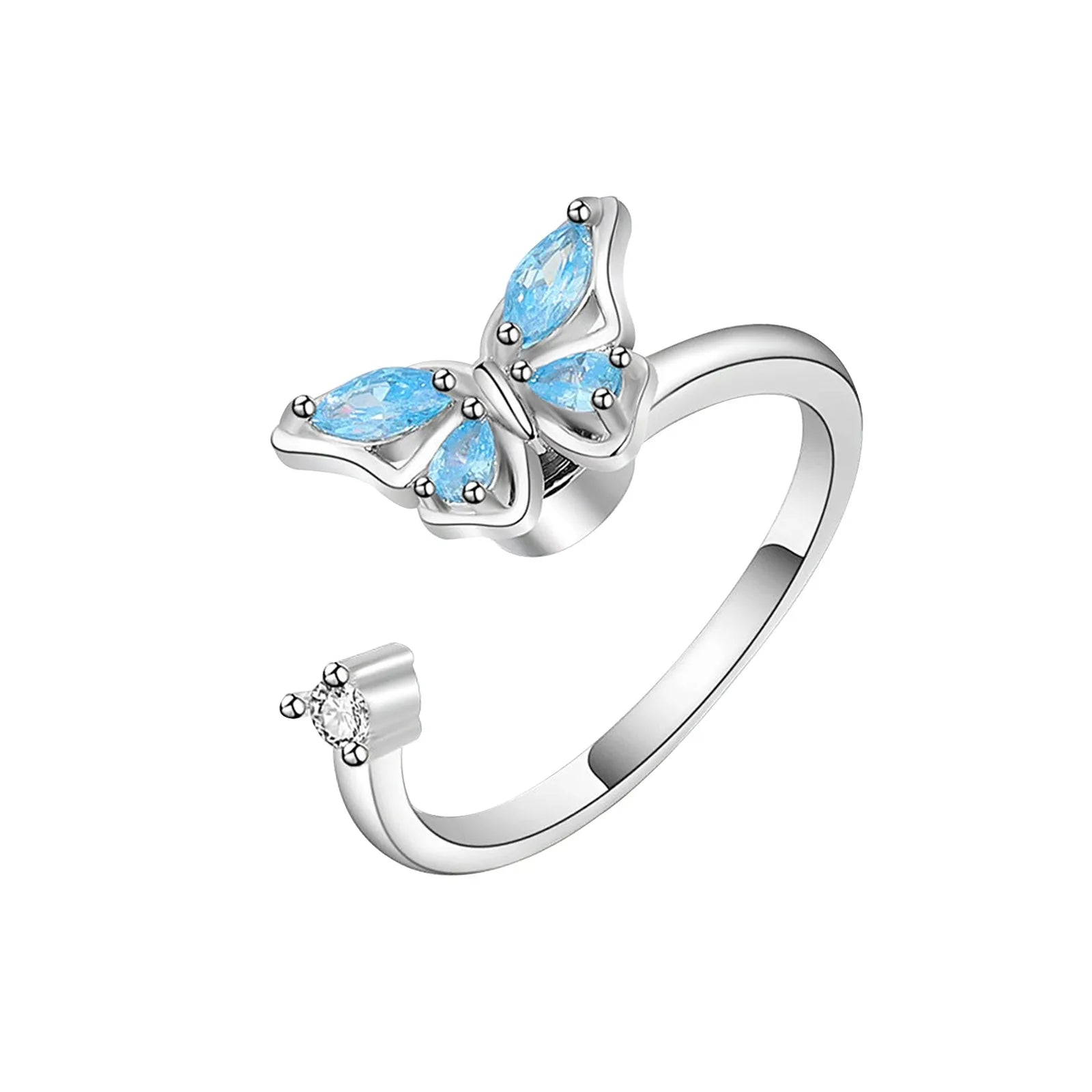 Peris Gems New Butterfly Silver / resizable 10mm Anxiety Rings For Women Y2k Jewelry Rings Butterfly Daisy Bead Anti Stress Fidget Spinner Rings For Teens 2024 Aesthetic SHEIN Amazon Temu