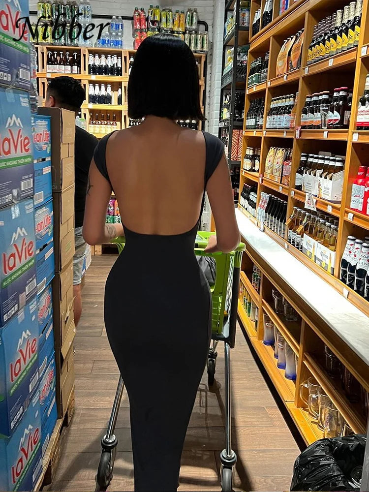 Peris Gems Nibber Solid Sexy Backless Maxi Dress Women Elegant Elastic Slim Short Sleeve Long dresses Female Bodycon Streetwear Clothing Nibber Solid Sexy Backless Maxi Dress Women Elegant Elastic Slim Short Sleeve Long dresses Female Bodycon Streetwear Clothing SHEIN Amazon Temu