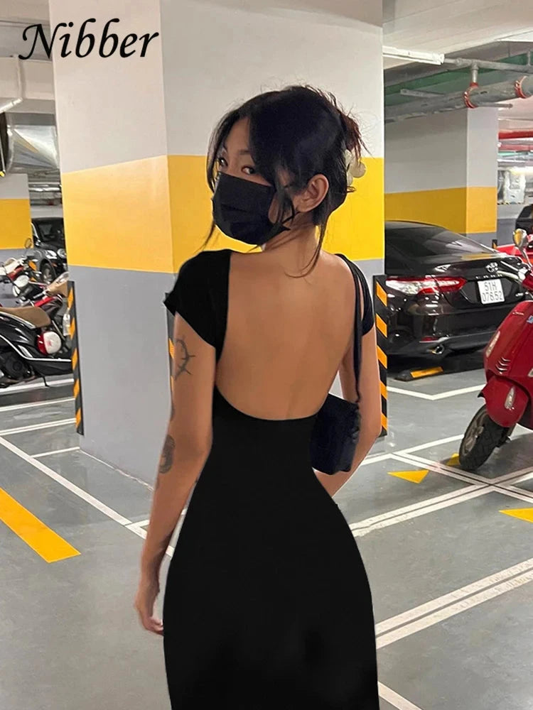 Peris Gems Nibber Solid Sexy Backless Maxi Dress Women Elegant Elastic Slim Short Sleeve Long dresses Female Bodycon Streetwear Clothing Nibber Solid Sexy Backless Maxi Dress Women Elegant Elastic Slim Short Sleeve Long dresses Female Bodycon Streetwear Clothing SHEIN Amazon Temu
