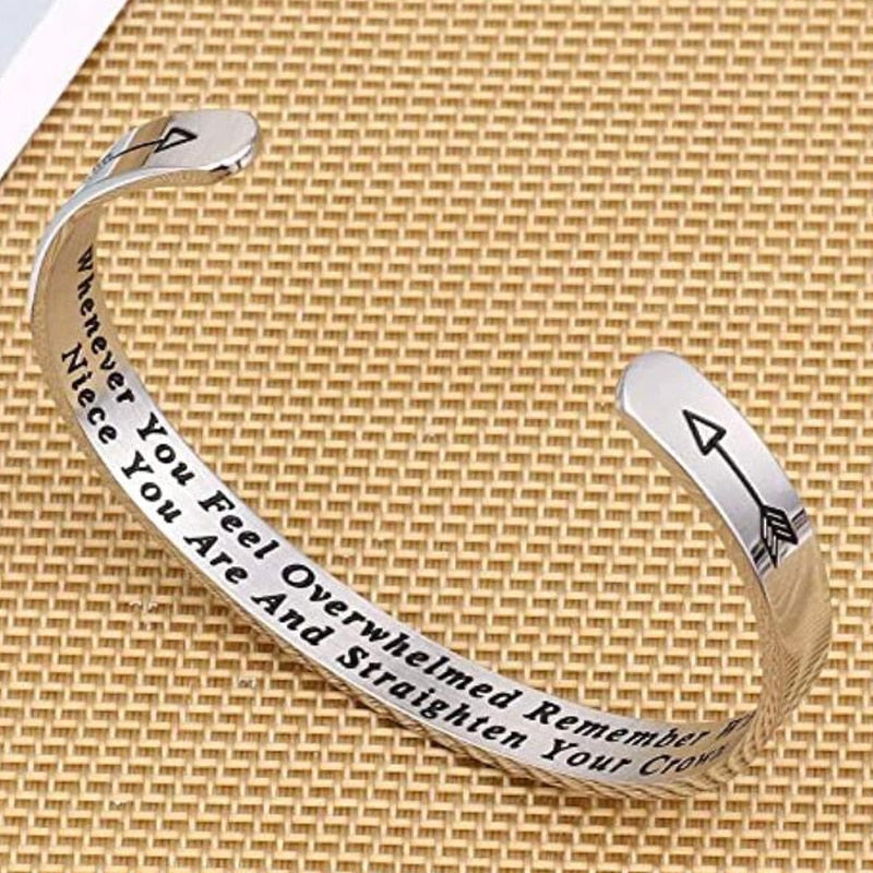 Peris Gems NIECE silver Engraved Inspirational Bangle Bracelet | Straighten Your Crown Inspirational Jewelry SHEIN Amazon Temu