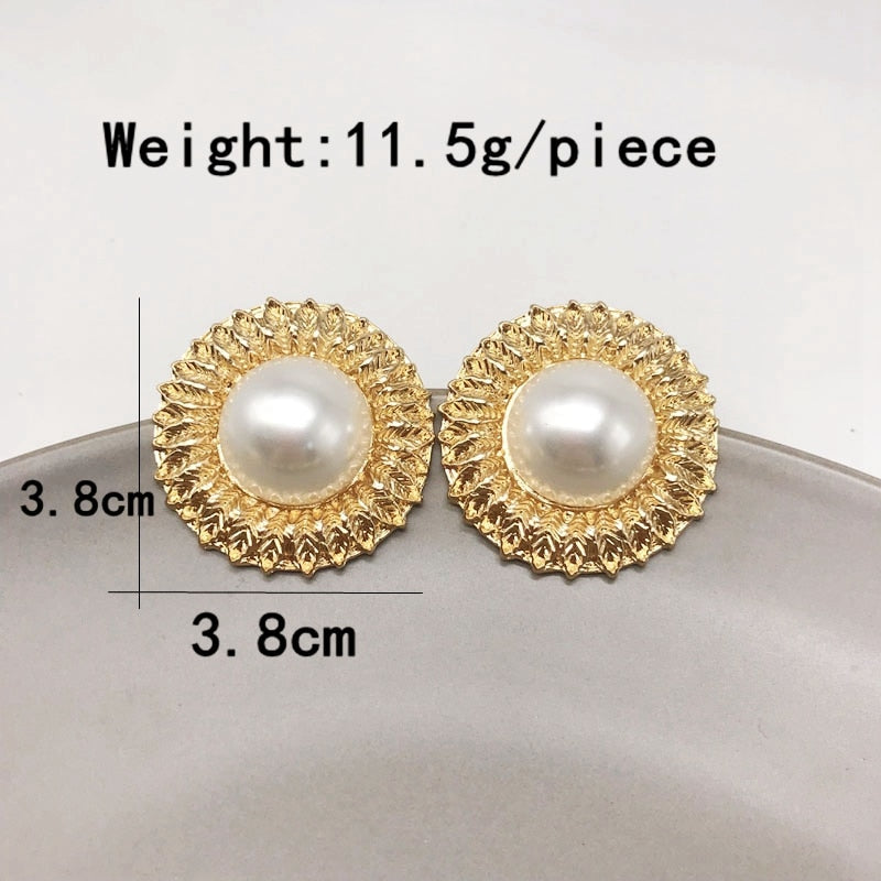 Peris Gems No.2 clip Round Gold Pearl Stud Earrings for Women | Spartan Shield Earrings Round Gold Pearl Stud Earrings for Women | Spartan Shield SHEIN Amazon Temu