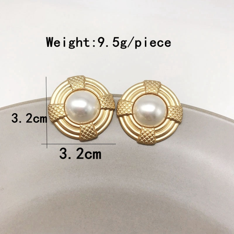 Peris Gems No.9 stud Round Gold Pearl Stud Earrings for Women | Spartan Shield Earrings Round Gold Pearl Stud Earrings for Women | Spartan Shield SHEIN Amazon Temu