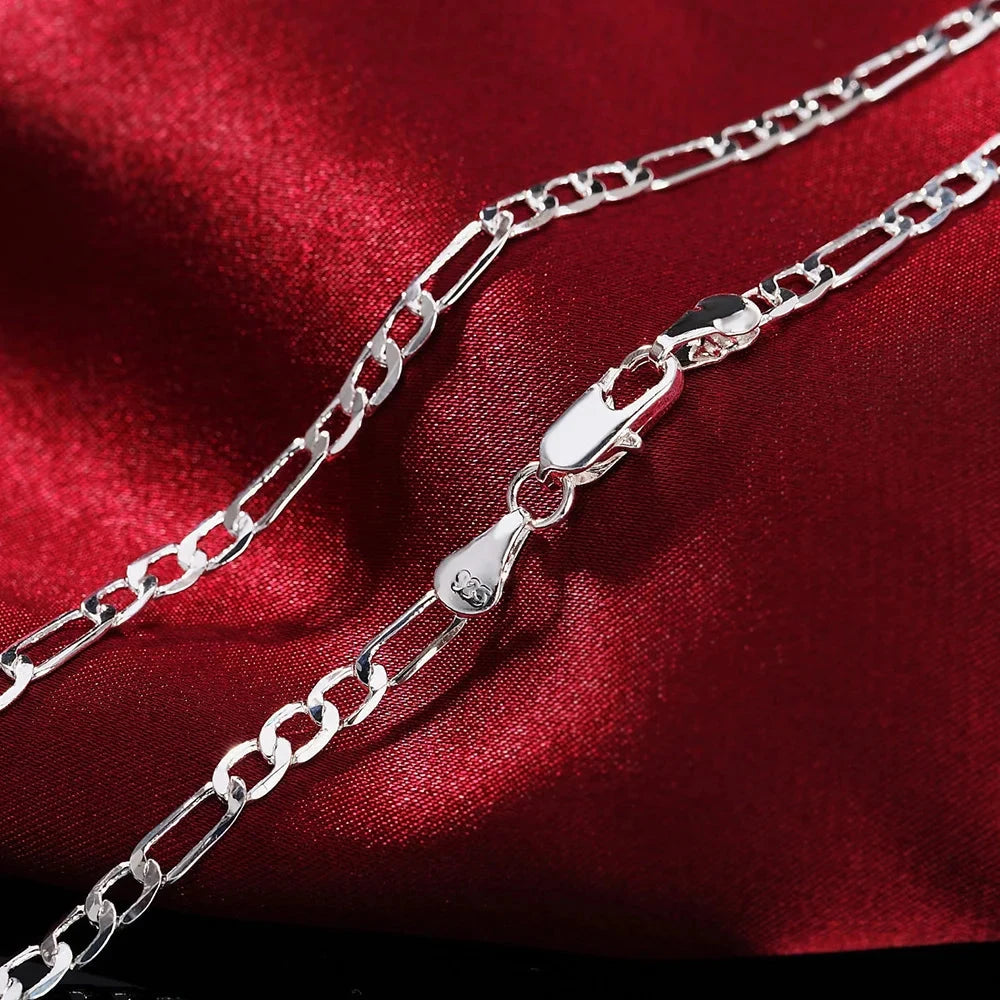 Peris Gems Noble New Arrive 925 Silver 4MM Chain for Men Women Bracelet Necklace Jewelry Set Lady Christma Gifts Charms Wedding Noble New Arrive 925 Silver 4MM Chain for Men Women Bracelet Necklace Jewelry Set Lady Christma Gifts Charms Wedding SHEIN Amazon Temu