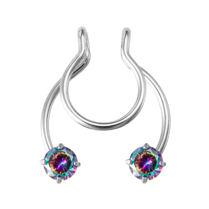 Peris Gems NS13033SL-RB Magnetic Horeshoe Septum Fake Nose Ring Non-Piercing SHEIN Amazon Temu