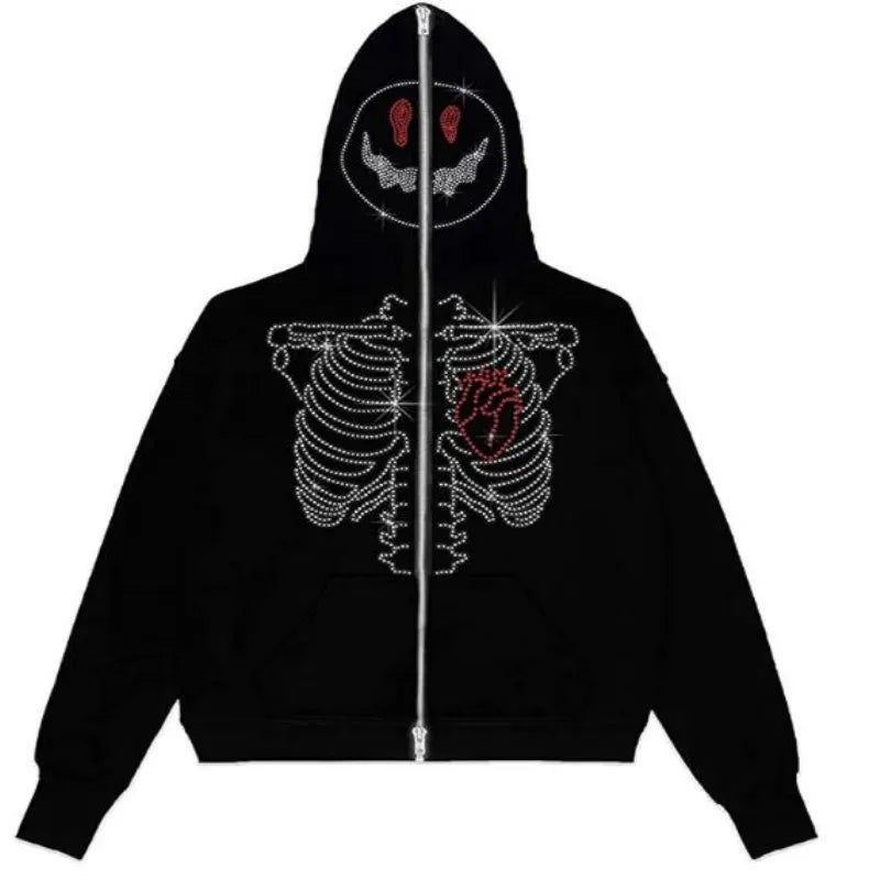 Peris Gems nz649 / S Oversized Goth Y2K Diamond Hooded Grunge Jackets Unisex SHEIN Amazon Temu