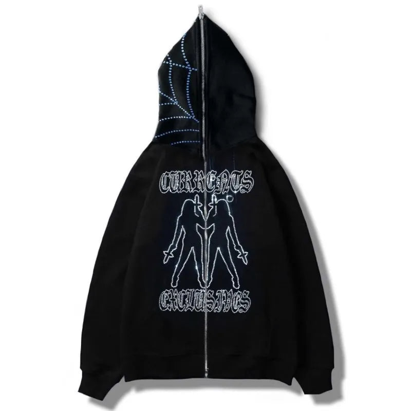 Peris Gems nz652 / S Oversized Goth Y2K Diamond Hooded Grunge Jackets Unisex SHEIN Amazon Temu