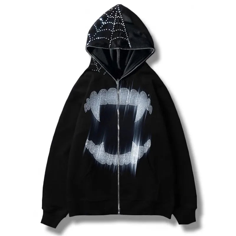 Peris Gems nz653 / S Oversized Goth Y2K Diamond Hooded Grunge Jackets Unisex SHEIN Amazon Temu