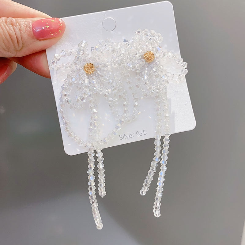 Peris Gems O transparent Big Cloth Flower and Pearl Dangle Tassel Earrings for Women SHEIN Amazon Temu
